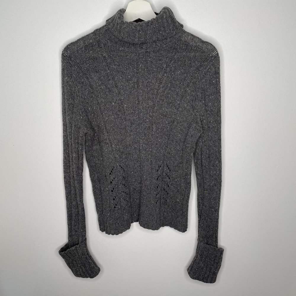 Vintage Express Gray Wool Angora Blend Turtleneck Sweater L